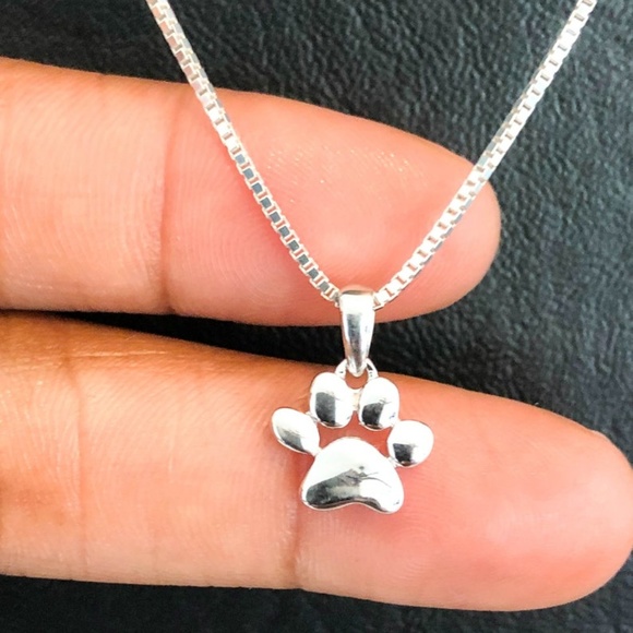 Sterling Silver Paw Print Necklace - Picture 4 of 8